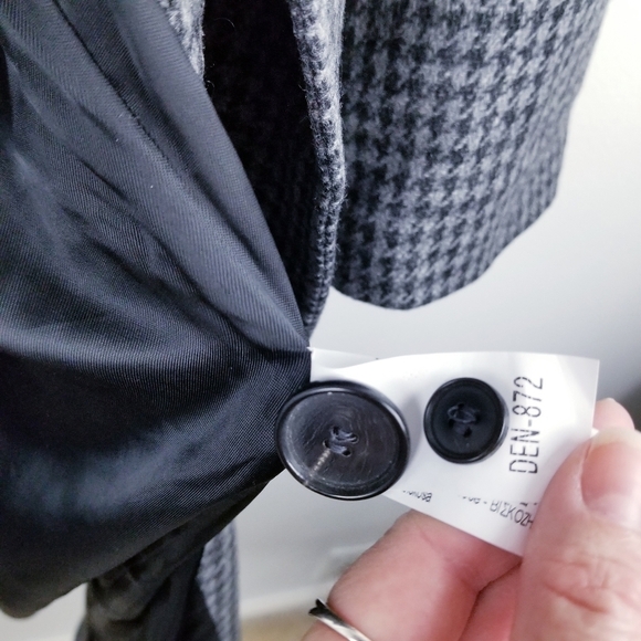 NEW Zara Wool Blend Oversized Double Breasted Long Houndstooth Coat Gray… - Picture 15 of 15